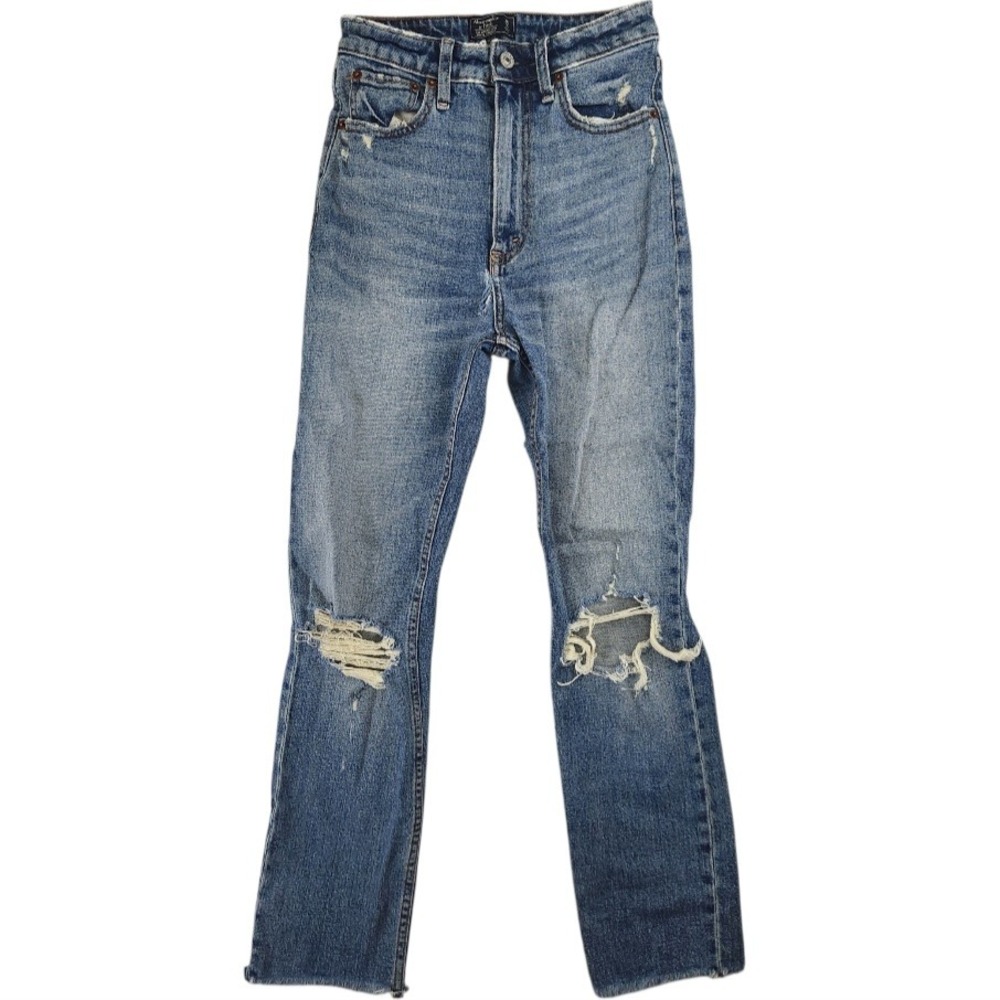 Abercrombie Fitch Zoe Natural Rise Ankle Straight Distressed Jeans Size 26‎